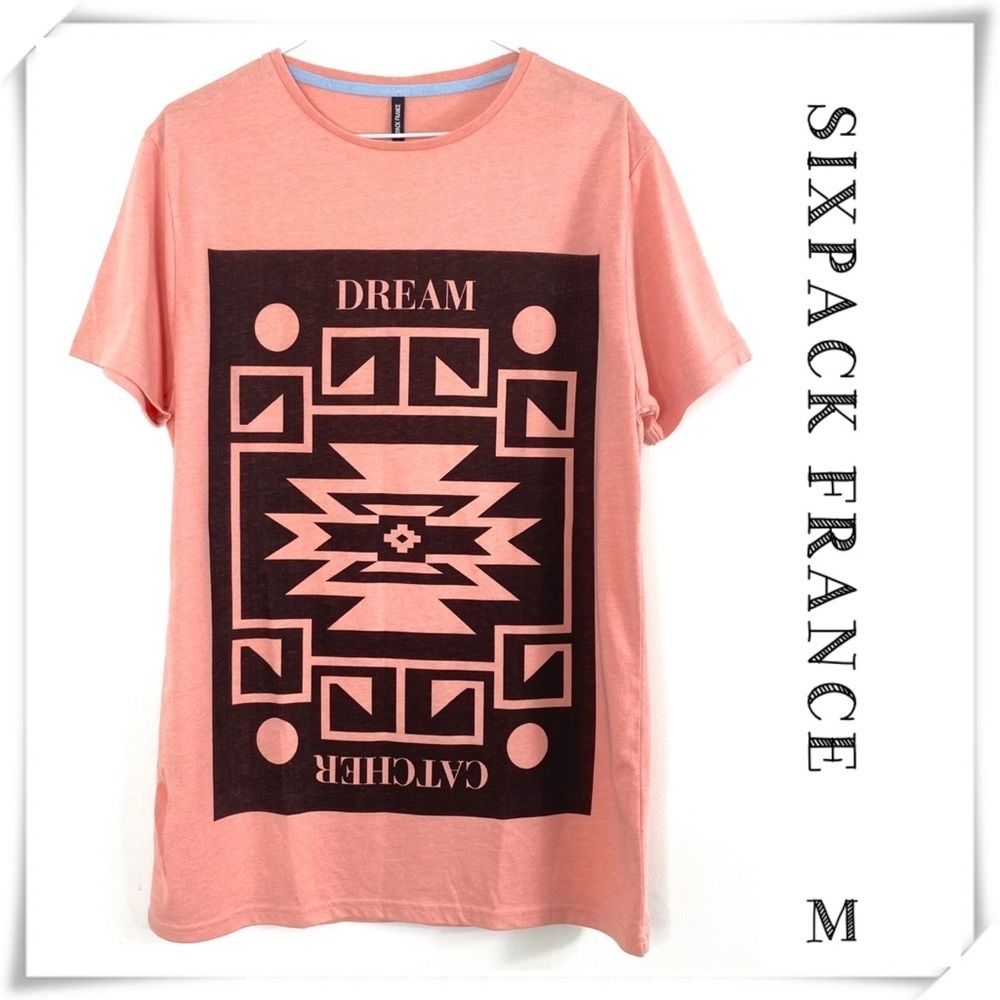 SIXPACK France Aztec Dream Catcher Print T-Shirt in Peach pink